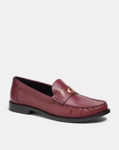 Coach Loafers Shoes Women Size 9 Color Wine Leather Jolene Scultped "C" Slip On - Picture 1 of 7