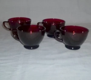 Vintage Set of 4 Royal Ruby Red Glass Coffee / Tea / Punch Cups - Nice! - Bild 1 von 5