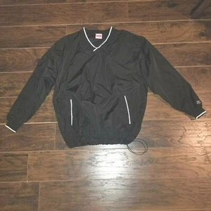 Rawlings Athletic V-Neck Drawstring Bottom Pullover Size M Black Windbreaker - Picture 1 of 7