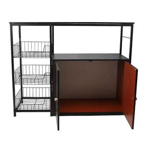 Dining Room Living Room Multifunctional Storage Microwave Shelf Black - Picture 1 of 24