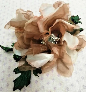 Vintage corsetto di fiori in seta, bouquet ballo/matrimonio ecc, spilla - Foto 1 di 3