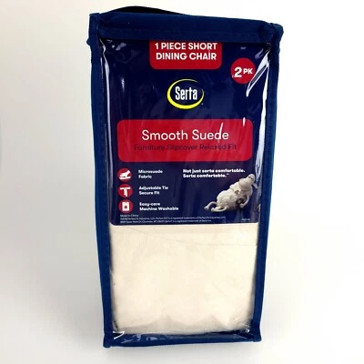 Silla de comedor corta Serta marfil de 1 pieza ajuste relajado funda de gamuza lisa paquete de 2 Foto 1 de 4