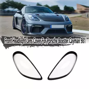 Par de cubiertas de lentes de faros delanteros para pantalla de lámpara Porsche Boxster Cayman 981 2013-15 - Imagen 1 de 11