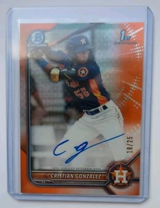 2022 topps chrome 1st Bowman orange refractor /25 Cristian Gonzalez Autographed - Picture 1 of 5