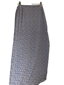 Bohemian Long Skirt Blue White Floral Slit Size 12 Gypsy Retro Peasant Boho - Picture 1 of 10