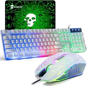 LexonElec UK Layout Gaming Keyboard and Mouse Sets Rainbow Backlit White 1 