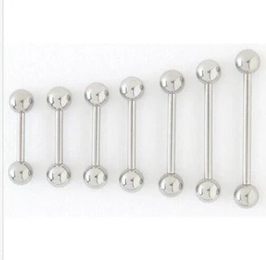 50pcs 14g Surgical Steel Straight Barbells Tongue/ Nipple/Ear Industrial Bar - Picture 1 of 1