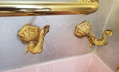 VINTAGE PHYLRICH DOLPHIN KOI FISH BRASS SHOWER BIDET FAUCET VALVE BODY - Image 1 of 3