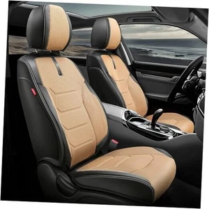 Leder Autositzbezüge vorne Paar, atmungsaktiv, vordere Reihe beige Sportserie - Bild 1 von 7