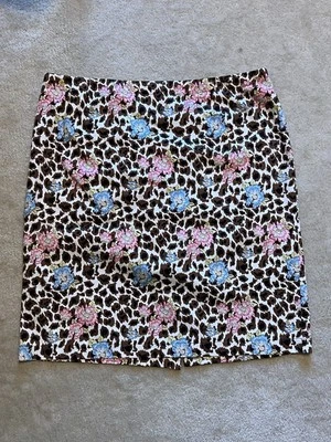 Falda Nicole Miller línea A para mujer talla 12 patrón animal/floral Foto 1 de 4