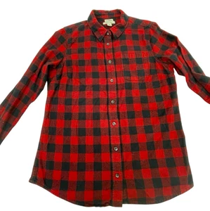 Camisa de franela a cuadros LL Bean para hombre mediana ligeramente ajustada roja negra búfalo - Imagen 1 de 9