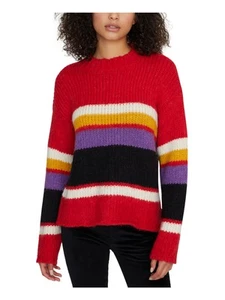 SANCTUARY Womens Red Color Block Long Sleeve Crew Neck Top Sweater M - Picture 1 of 11