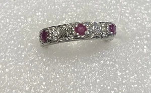 JUDITH RIPKA 925 Sterling Silber Ring rote Steine evtl. Rubine & CZ Größe 9 - Bild 1 von 12