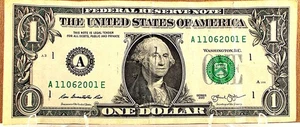2013  $1.00 BILL, special  YEAR of 2001 BILL  # A 11062001 E, birthday's etc. - Picture 1 of 3