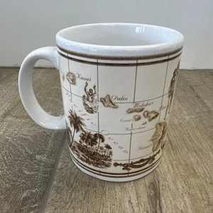 Island Heritage, Hawaii Island Map Becher/Tasse Sepia Töne 10 Unzen Fassungsvermögen. Vintage - Bild 1 von 8