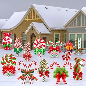 12 Piezas Navidad Caramelo Patio Decoraciones Plástico Exterior Menta Piruleta C... - Imagen 1 de 7