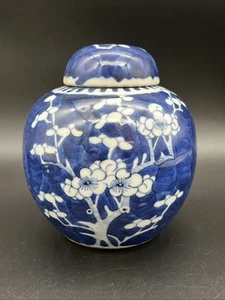 Antikes chinesisches blau weißes Prunus Kirschblüte Doppelring Ingwerglas vor 1920 - Bild 1 von 19