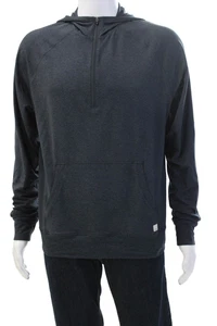 Vuori Men Henley Hoodie Dark Gray Zip High Neck Modal Blend Long Sleeve Size M - Picture 1 of 4