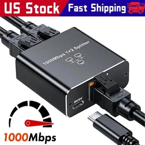 Lotto Adattatore RJ45 Gigabit Ethernet Sdoppiatore 1000Mbps Rete LAN Internet da 1 a 2 - Foto 1 di 20