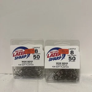 (2) Eagle Claw Lazer scharfe breite Biegung Fischhaken - Bronze L042F Größe 8 3er Pack 100 - Bild 1 von 3