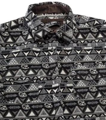 Paul Jones Knitwear Shirt Button Down Long Sleeve TRIBAL Aztec Horus Eye Size L - Image 1 of 4