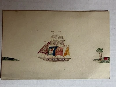 Vintage Cancelled Postage Stamp Collage, Estate Find Sailing - Image 1 of 4