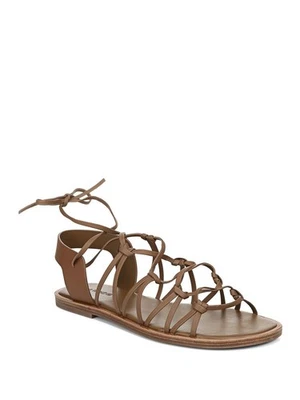 VINCE. Sandálias gladiador femininas de couro marrom com tiras Palmera biqueira redonda 5 M - Imagem 1 de 4