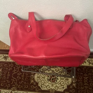 Ralph Lauren Leather Purse Bag Red Handbag Midi Medium Luxury Elegant Minimalist - Picture 1 of 7