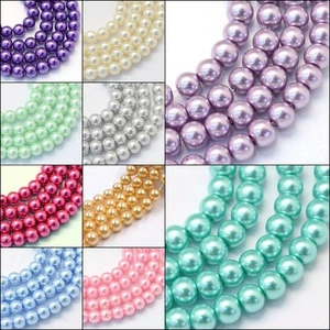Cuentas de perlas de vidrio de colores de 10 cuerdas, 6 mm, 32 pulgadas mezcla de colores - Imagen 1 de 9