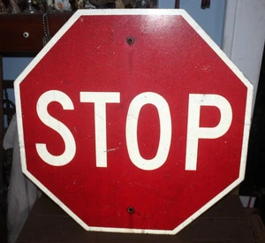 Vintage Aluminum Metal Retired Stop Sign 24x24 Inches Mans Cave Authentic - Picture 1 of 2