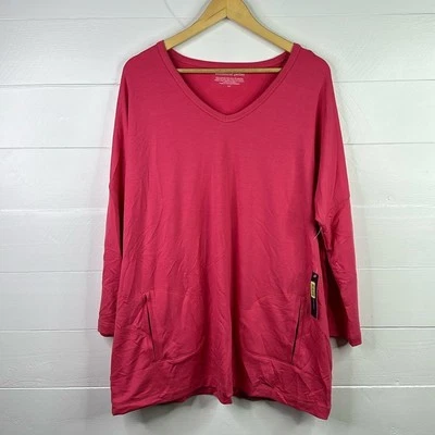 Sudadera Pullover WESTBOUND PETITES Rosa Grande Cuello en V Manga 3/4 Talla PS Foto 1 de 4