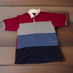 VTG Sean John Shirt Y2K Colorblock Red Gray Blue Polo Short Sleeve Mens Size 2XL - Picture 1 of 7