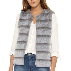 NWT Joie Andrina Plush Faux Fur Vest Grey Silver Size Medium - Picture 1 of 10