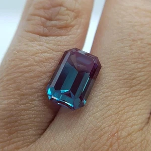 9.5 Ct+ Natural CERTIFIED Alexandrite Color Change Emerald Cut Loose Gemstone - Picture 1 of 6