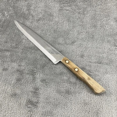 Cuchillo de chef vintage Ekco Flint mango recto de madera inoxidable de 8 pulgadas Foto 1 de 4