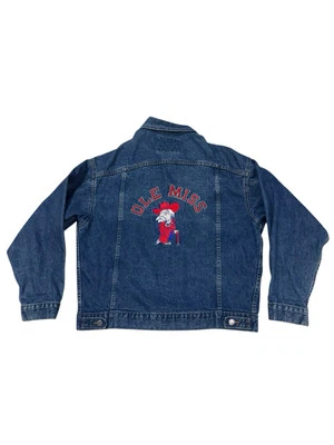 VTG Student Union Ole Miss Rebels Denim Jean Jacket Adult XL College 90s RARE Foto 1 de 4