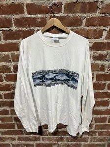 Vintage Crazy Shirts Mens White Long Sleeve Whale Graphic T-shirt size XL - Picture 1 of 3