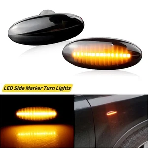 2x Black Lens Amber LED Turn Signal Side Marker Lights For Nissan Juke Cube Leaf - Foto 1 di 23