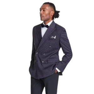 Giacca blazer uomo Tayion Collection vestibilità classica jacquard cena 48R nero grigio - Foto 1 di 8