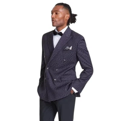 Blazer Chaqueta de Cena Jacquard Calce Clásico para Hombre Colección Tayion 48R Negro Gris Foto 1 de 4