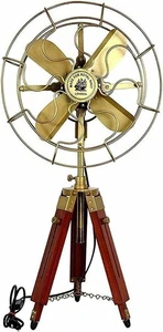 Nautical Vintage Fan Home & Office Adjustable Height Wooden Stand Fan Decor Item - Picture 1 of 3