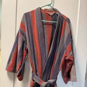 Loft & Brownstone 100% Cotton Made in Brazil Stripe Bath Robe Southwestern OSFM - Picture 1 of 8