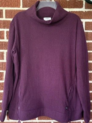 Pullover Jones New York Ciruela Acanalado Cuello Alto con Bolsillos y Cremalleras Lg Nuevo con Etiquetas Foto 1 de 4