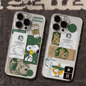 Funda de teléfono TPU transparente Peanuts Snoopy Coffee para iPhone 16 15 14 13 12 11 Pro Max - Imagen 1 de 11