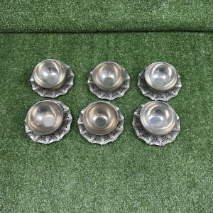 Serving Bowl Vtg. Silver Plated Caviar Candy Olive Dish set of 6 stackable Japan - Bild 1 von 4