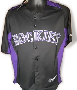 Authentic Majestic Herren schwarz Colorado Rockies Team Trikot Größe Medium neu mit Etikett  - Bild 1 von 5