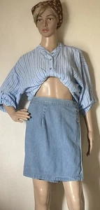 Skorts azules vintage talla 12 cintura elástica en detalles de botón trasero hechos en EE. UU. - Imagen 1 de 13
