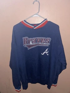 Vintage Starter Atlanta Braves Navy Sweater Size Xtra Large - Picture 1 of 2