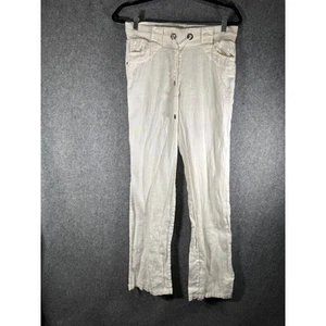 Nikibiki Pants Women Small Pull On Mid Rise White Wide Leg Linen Minimalist - Picture 1 of 8