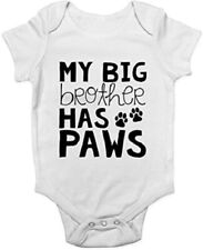 White Babygrow My Big Brother Has Paws Baby Printed Vest